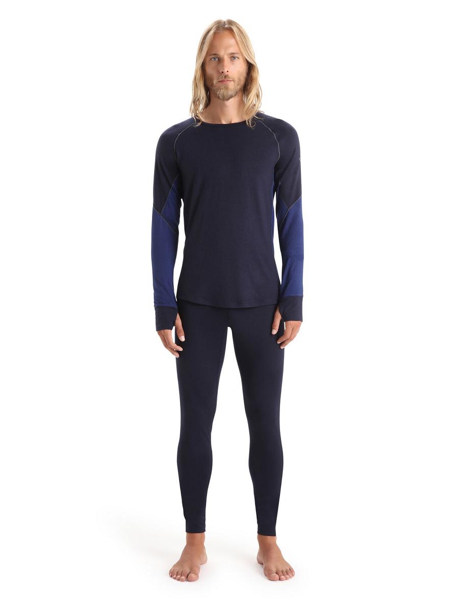 Men's Icebreaker BodyfitZone™ Merino 260 Zone Long Sleeve Crewe Thermal Top Base Layers Midnight Navy / Royal Navy | CA 1566PJJQ